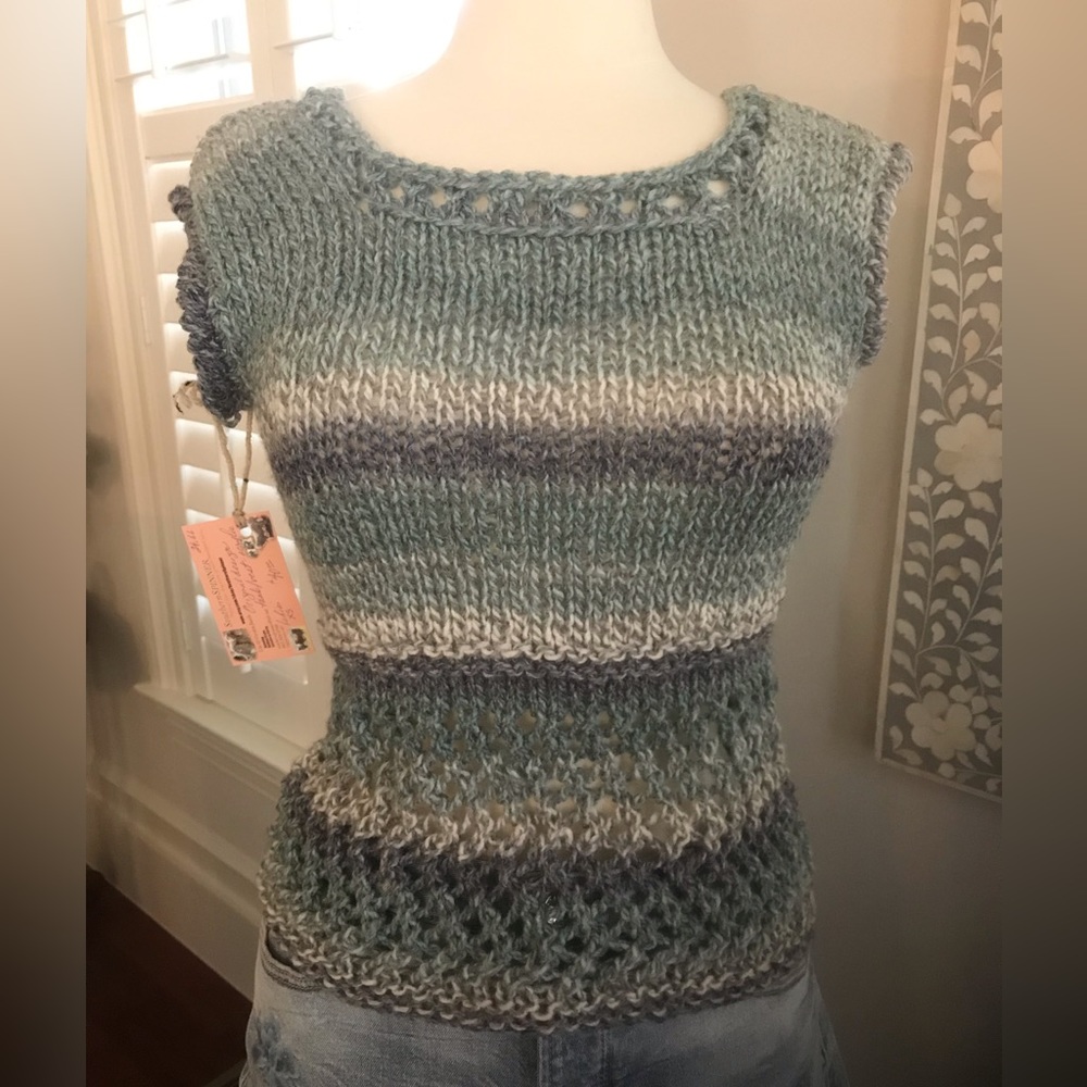 Original Design Hand Knit Sweater Vest or Tank in Subtle Multi Color Str…